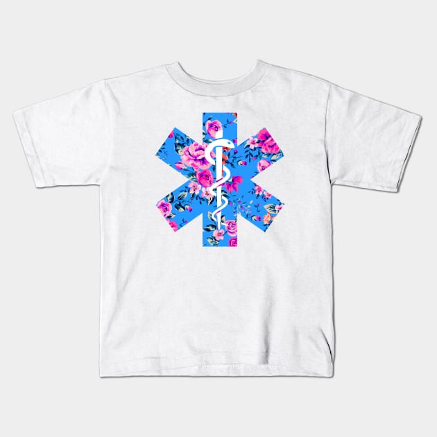 EMT , Floral EMT , EMS Paramedic , Reflective Emergency Medical Services Kids T-Shirt by CreativeShirt